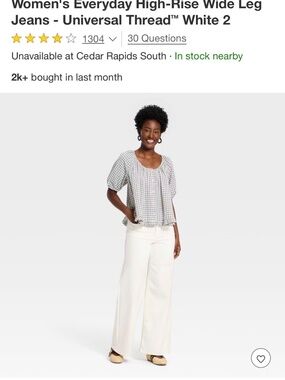 Women's Everyday High-Rise Wide Leg Jeans - Universal Thread™ White 2